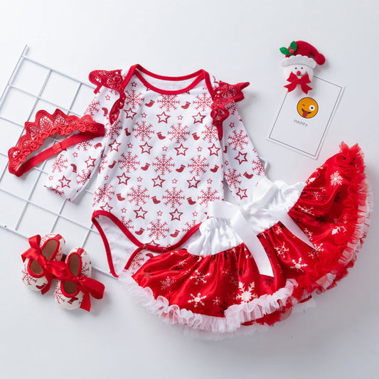 4-Piece Snowflake Christmas Dress for 21/22/23 Inches Reborn Doll